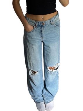 Garage Light Blue Distressed Boyfriend Baggy Jeans Woman’s 25
